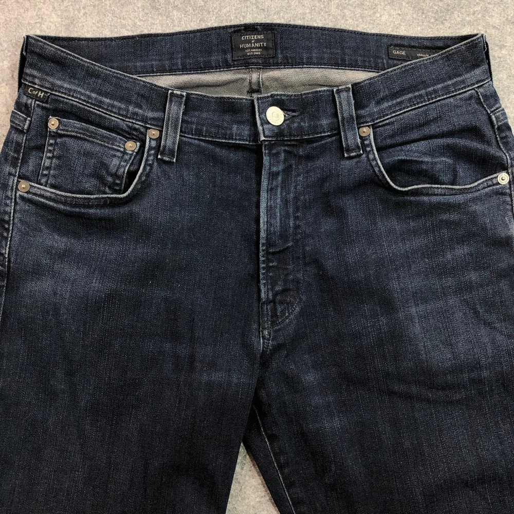 Citizens of Humanity Mens Gage Classic Straight Jeans 31x33 Dark Wash Blue Denim